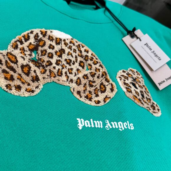 •NEW• Palm Angels Leopard Kill The Bear Green Crew Sweat • Medium (oversized) - Picture 4 of 16